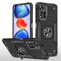 Funda Bumper Silicona y Plastico Mate Carcasa con Magnetico Anillo de dedo Soporte MQ1 para Xiaomi Poco X4 NFC Negro