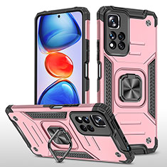 Funda Bumper Silicona y Plastico Mate Carcasa con Magnetico Anillo de dedo Soporte MQ1 para Xiaomi Poco X4 NFC Oro Rosa