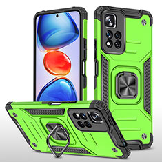 Funda Bumper Silicona y Plastico Mate Carcasa con Magnetico Anillo de dedo Soporte MQ1 para Xiaomi Poco X4 NFC Verde