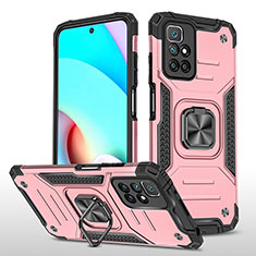 Funda Bumper Silicona y Plastico Mate Carcasa con Magnetico Anillo de dedo Soporte MQ1 para Xiaomi Redmi 10 (2022) Oro Rosa