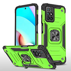 Funda Bumper Silicona y Plastico Mate Carcasa con Magnetico Anillo de dedo Soporte MQ1 para Xiaomi Redmi 10 (2022) Verde