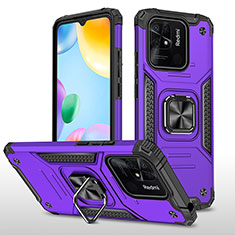 Funda Bumper Silicona y Plastico Mate Carcasa con Magnetico Anillo de dedo Soporte MQ1 para Xiaomi Redmi 10 India Morado