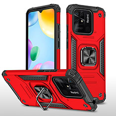 Funda Bumper Silicona y Plastico Mate Carcasa con Magnetico Anillo de dedo Soporte MQ1 para Xiaomi Redmi 10 India Rojo