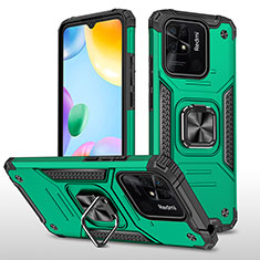 Funda Bumper Silicona y Plastico Mate Carcasa con Magnetico Anillo de dedo Soporte MQ1 para Xiaomi Redmi 10 India Verde Noche