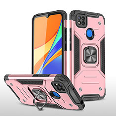 Funda Bumper Silicona y Plastico Mate Carcasa con Magnetico Anillo de dedo Soporte MQ1 para Xiaomi Redmi 10A 4G Oro Rosa