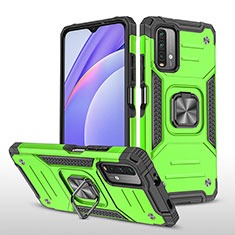 Funda Bumper Silicona y Plastico Mate Carcasa con Magnetico Anillo de dedo Soporte MQ1 para Xiaomi Redmi 9 Power Verde