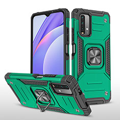 Funda Bumper Silicona y Plastico Mate Carcasa con Magnetico Anillo de dedo Soporte MQ1 para Xiaomi Redmi 9 Power Verde Noche