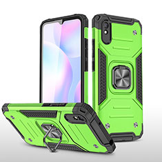 Funda Bumper Silicona y Plastico Mate Carcasa con Magnetico Anillo de dedo Soporte MQ1 para Xiaomi Redmi 9AT Verde