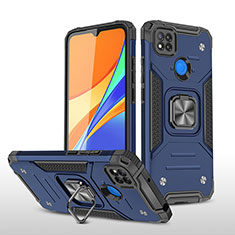 Funda Bumper Silicona y Plastico Mate Carcasa con Magnetico Anillo de dedo Soporte MQ1 para Xiaomi Redmi 9C Azul