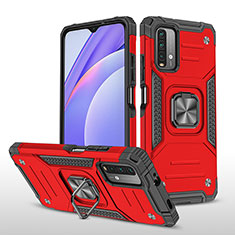 Funda Bumper Silicona y Plastico Mate Carcasa con Magnetico Anillo de dedo Soporte MQ1 para Xiaomi Redmi 9T 4G Rojo