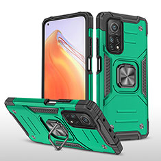 Funda Bumper Silicona y Plastico Mate Carcasa con Magnetico Anillo de dedo Soporte MQ1 para Xiaomi Redmi K30S 5G Verde Noche