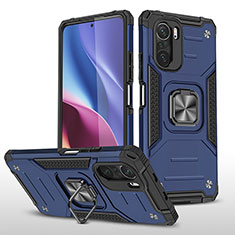 Funda Bumper Silicona y Plastico Mate Carcasa con Magnetico Anillo de dedo Soporte MQ1 para Xiaomi Redmi K40 Pro 5G Azul