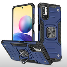 Funda Bumper Silicona y Plastico Mate Carcasa con Magnetico Anillo de dedo Soporte MQ1 para Xiaomi Redmi Note 10 5G Azul