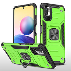 Funda Bumper Silicona y Plastico Mate Carcasa con Magnetico Anillo de dedo Soporte MQ1 para Xiaomi Redmi Note 10 5G Verde