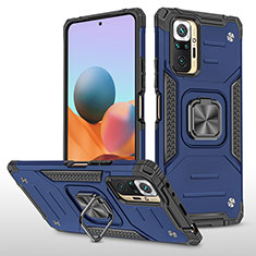 Funda Bumper Silicona y Plastico Mate Carcasa con Magnetico Anillo de dedo Soporte MQ1 para Xiaomi Redmi Note 10 Pro Max Azul