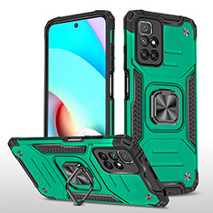 Funda Bumper Silicona y Plastico Mate Carcasa con Magnetico Anillo de dedo Soporte MQ1 para Xiaomi Redmi Note 11 4G (2021) Verde Noche
