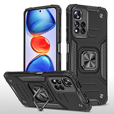 Funda Bumper Silicona y Plastico Mate Carcasa con Magnetico Anillo de dedo Soporte MQ1 para Xiaomi Redmi Note 11 Pro+ Plus 5G Negro