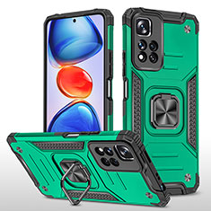 Funda Bumper Silicona y Plastico Mate Carcasa con Magnetico Anillo de dedo Soporte MQ1 para Xiaomi Redmi Note 11 Pro+ Plus 5G Verde Noche