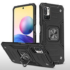 Funda Bumper Silicona y Plastico Mate Carcasa con Magnetico Anillo de dedo Soporte MQ1 para Xiaomi Redmi Note 11 SE 5G Negro