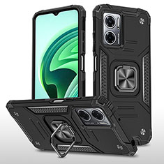 Funda Bumper Silicona y Plastico Mate Carcasa con Magnetico Anillo de dedo Soporte MQ1 para Xiaomi Redmi Note 11E 5G Negro