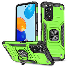 Funda Bumper Silicona y Plastico Mate Carcasa con Magnetico Anillo de dedo Soporte MQ1 para Xiaomi Redmi Note 11S 4G Verde