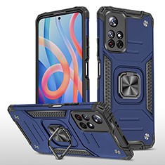 Funda Bumper Silicona y Plastico Mate Carcasa con Magnetico Anillo de dedo Soporte MQ1 para Xiaomi Redmi Note 11S 5G Azul