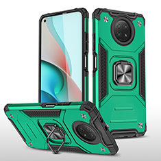 Funda Bumper Silicona y Plastico Mate Carcasa con Magnetico Anillo de dedo Soporte MQ1 para Xiaomi Redmi Note 9 5G Verde Noche