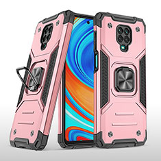 Funda Bumper Silicona y Plastico Mate Carcasa con Magnetico Anillo de dedo Soporte MQ1 para Xiaomi Redmi Note 9 Pro Max Oro Rosa