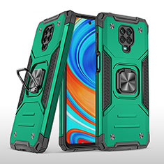 Funda Bumper Silicona y Plastico Mate Carcasa con Magnetico Anillo de dedo Soporte MQ1 para Xiaomi Redmi Note 9 Pro Verde Noche