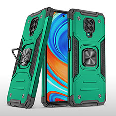 Funda Bumper Silicona y Plastico Mate Carcasa con Magnetico Anillo de dedo Soporte MQ1 para Xiaomi Redmi Note 9S Verde Noche