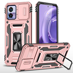 Funda Bumper Silicona y Plastico Mate Carcasa con Magnetico Anillo de dedo Soporte MQ2 para Motorola Moto Edge 30 Lite 5G Oro Rosa