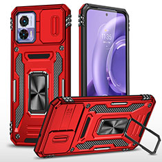 Funda Bumper Silicona y Plastico Mate Carcasa con Magnetico Anillo de dedo Soporte MQ2 para Motorola Moto Edge 30 Lite 5G Rojo