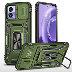 Funda Bumper Silicona y Plastico Mate Carcasa con Magnetico Anillo de dedo Soporte MQ2 para Motorola Moto Edge 30 Lite 5G Verde