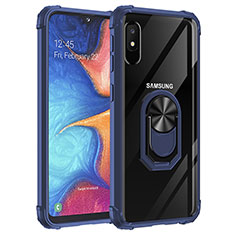 Funda Bumper Silicona y Plastico Mate Carcasa con Magnetico Anillo de dedo Soporte MQ2 para Samsung Galaxy A10e Azul