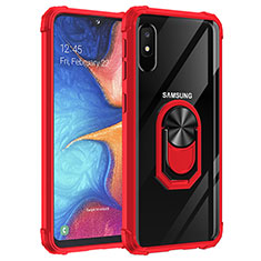 Funda Bumper Silicona y Plastico Mate Carcasa con Magnetico Anillo de dedo Soporte MQ2 para Samsung Galaxy A10e Rojo