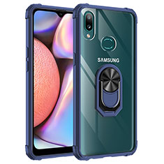 Funda Bumper Silicona y Plastico Mate Carcasa con Magnetico Anillo de dedo Soporte MQ2 para Samsung Galaxy A10s Azul