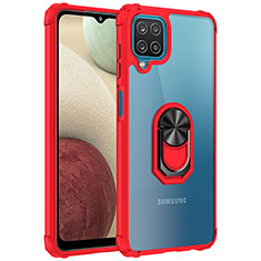 Funda Bumper Silicona y Plastico Mate Carcasa con Magnetico Anillo de dedo Soporte MQ2 para Samsung Galaxy A12 5G Rojo