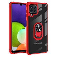 Funda Bumper Silicona y Plastico Mate Carcasa con Magnetico Anillo de dedo Soporte MQ2 para Samsung Galaxy A22 4G Rojo