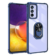 Funda Bumper Silicona y Plastico Mate Carcasa con Magnetico Anillo de dedo Soporte MQ2 para Samsung Galaxy A24 4G Azul