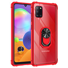 Funda Bumper Silicona y Plastico Mate Carcasa con Magnetico Anillo de dedo Soporte MQ2 para Samsung Galaxy A31 Rojo