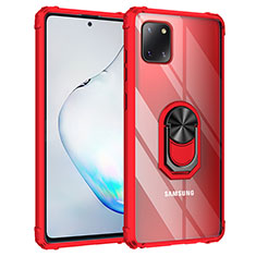 Funda Bumper Silicona y Plastico Mate Carcasa con Magnetico Anillo de dedo Soporte MQ2 para Samsung Galaxy A81 Rojo