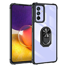 Funda Bumper Silicona y Plastico Mate Carcasa con Magnetico Anillo de dedo Soporte MQ2 para Samsung Galaxy A82 5G Negro