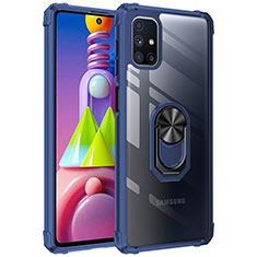 Funda Bumper Silicona y Plastico Mate Carcasa con Magnetico Anillo de dedo Soporte MQ2 para Samsung Galaxy M51 Azul