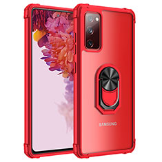 Funda Bumper Silicona y Plastico Mate Carcasa con Magnetico Anillo de dedo Soporte MQ2 para Samsung Galaxy S20 FE 4G Rojo