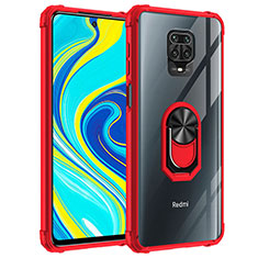 Funda Bumper Silicona y Plastico Mate Carcasa con Magnetico Anillo de dedo Soporte MQ2 para Xiaomi Poco M2 Pro Rojo