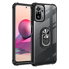 Funda Bumper Silicona y Plastico Mate Carcasa con Magnetico Anillo de dedo Soporte MQ2 para Xiaomi Poco M5S Plata y Negro