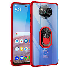 Funda Bumper Silicona y Plastico Mate Carcasa con Magnetico Anillo de dedo Soporte MQ2 para Xiaomi Poco X3 NFC Rojo