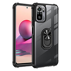 Funda Bumper Silicona y Plastico Mate Carcasa con Magnetico Anillo de dedo Soporte MQ2 para Xiaomi Redmi Note 11 SE India 4G Negro