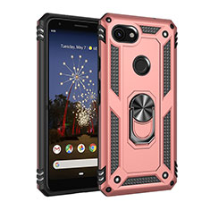 Funda Bumper Silicona y Plastico Mate Carcasa con Magnetico Anillo de dedo Soporte MQ3 para Google Pixel 3a XL Oro Rosa