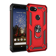 Funda Bumper Silicona y Plastico Mate Carcasa con Magnetico Anillo de dedo Soporte MQ3 para Google Pixel 3a XL Rojo